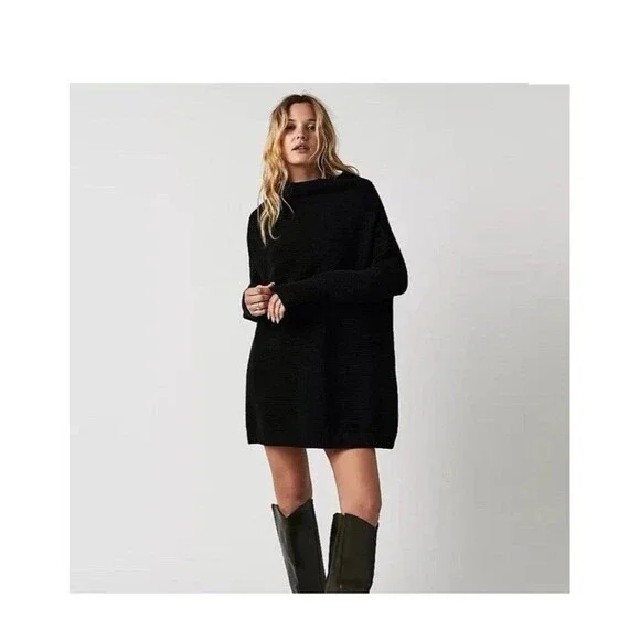 Free People Black Turtleneck Sweater Dress - Picture 1 of 5
